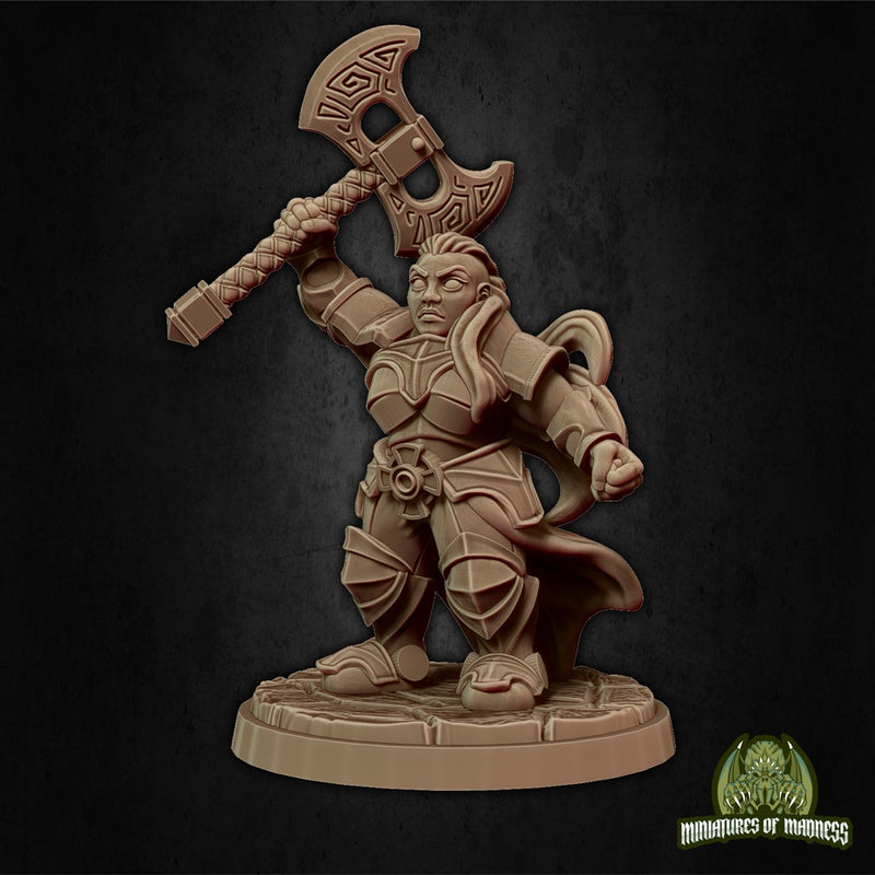 Rilonna Ironmind Bearded 3D Printed Miniature Legends of Calindria Primed