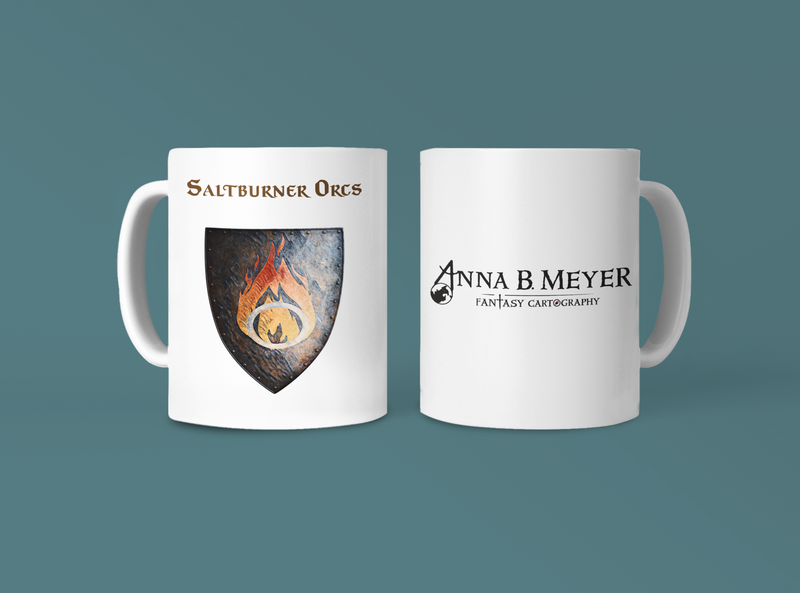Saltburner Orcs Heraldry of Greyhawk Anna Meyer Cartography Coffee Mug 11oz/15oz