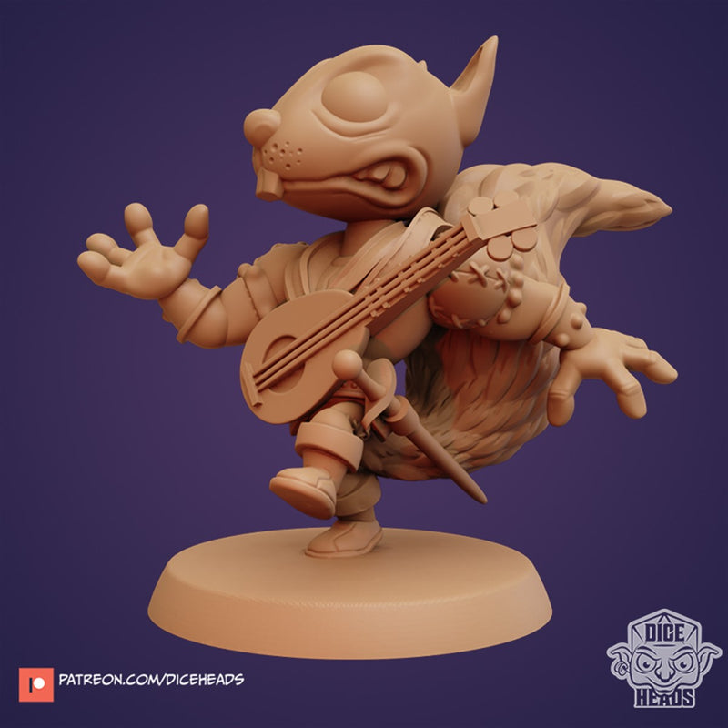 Silvius Tegan The Squirrel Bard 3D Printed Miniature Legends of Calindria Primed