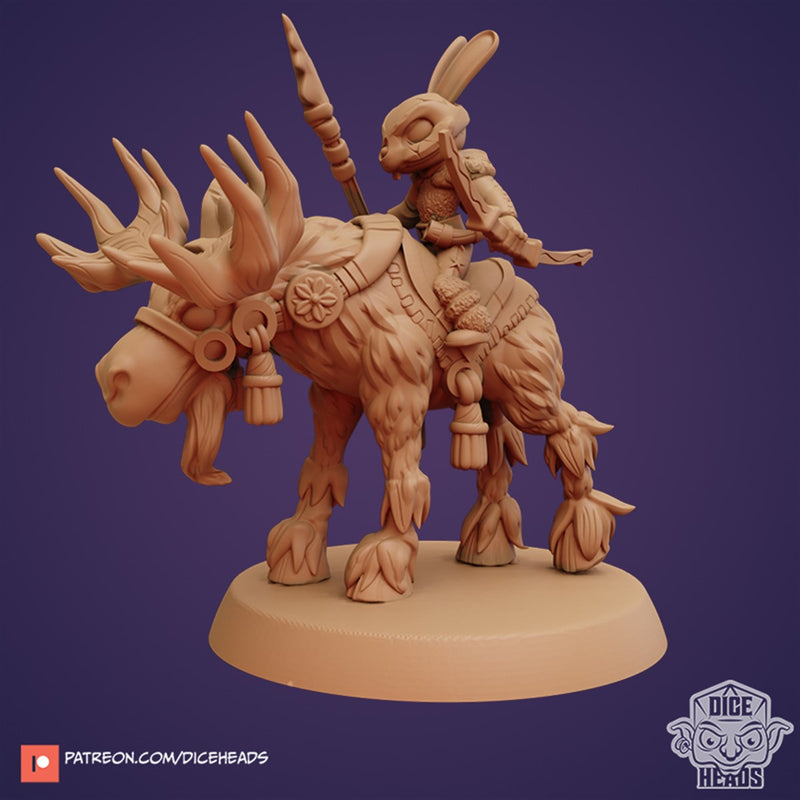Stygian Duskborne Mounted Moose Frost Druid Hare 3D Printed Miniature Legends of Calindria Primed