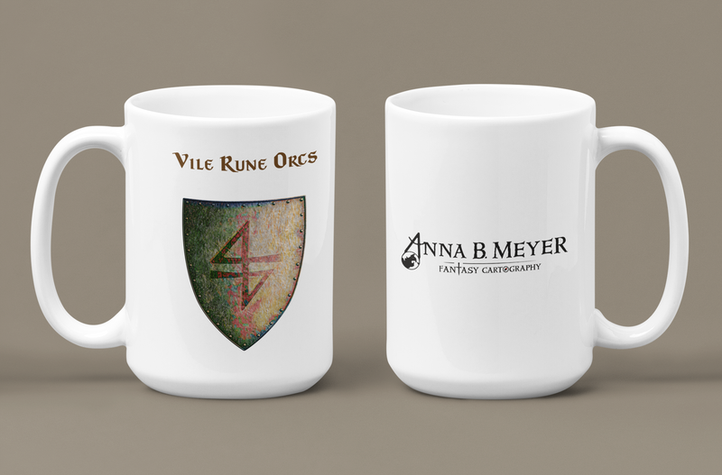 Vile Rune Orcs Heraldry of Greyhawk Anna Meyer Cartography Coffee Mug 11oz/15oz