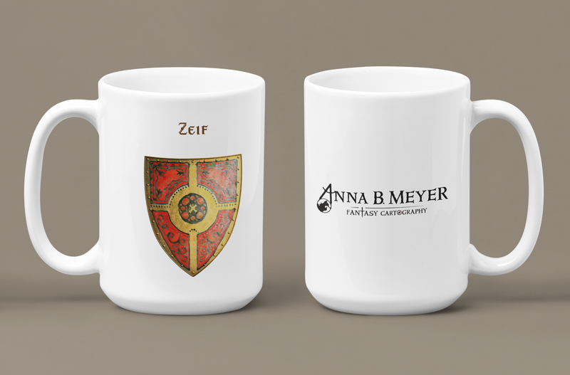 Zeif Heraldry of Greyhawk Anna Meyer Cartography Coffee Mug 11oz/15oz
