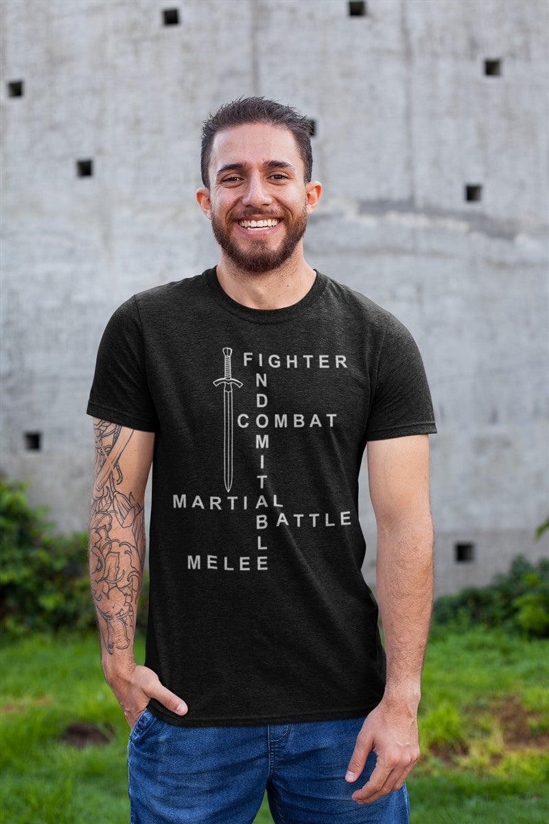 Fighter Crossword RPG Cotton T-Shirt DDG