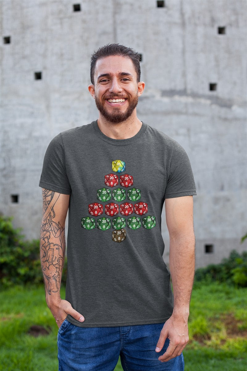 D20 Christmas Tree RPG Cotton T-Shirt